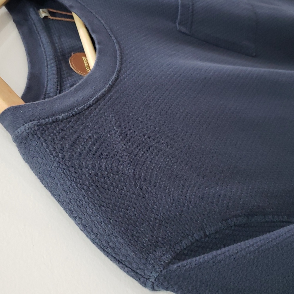 COMMON PEOPLE | Men's Navy Popcorn Texture GD Short Sleeved Crewneck T-Shirt - Picture 3 of 5